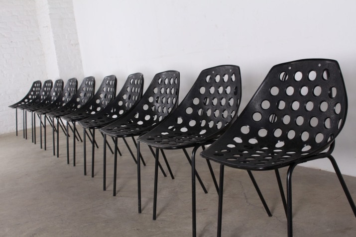 Rare suite of 10 "shell" chairs