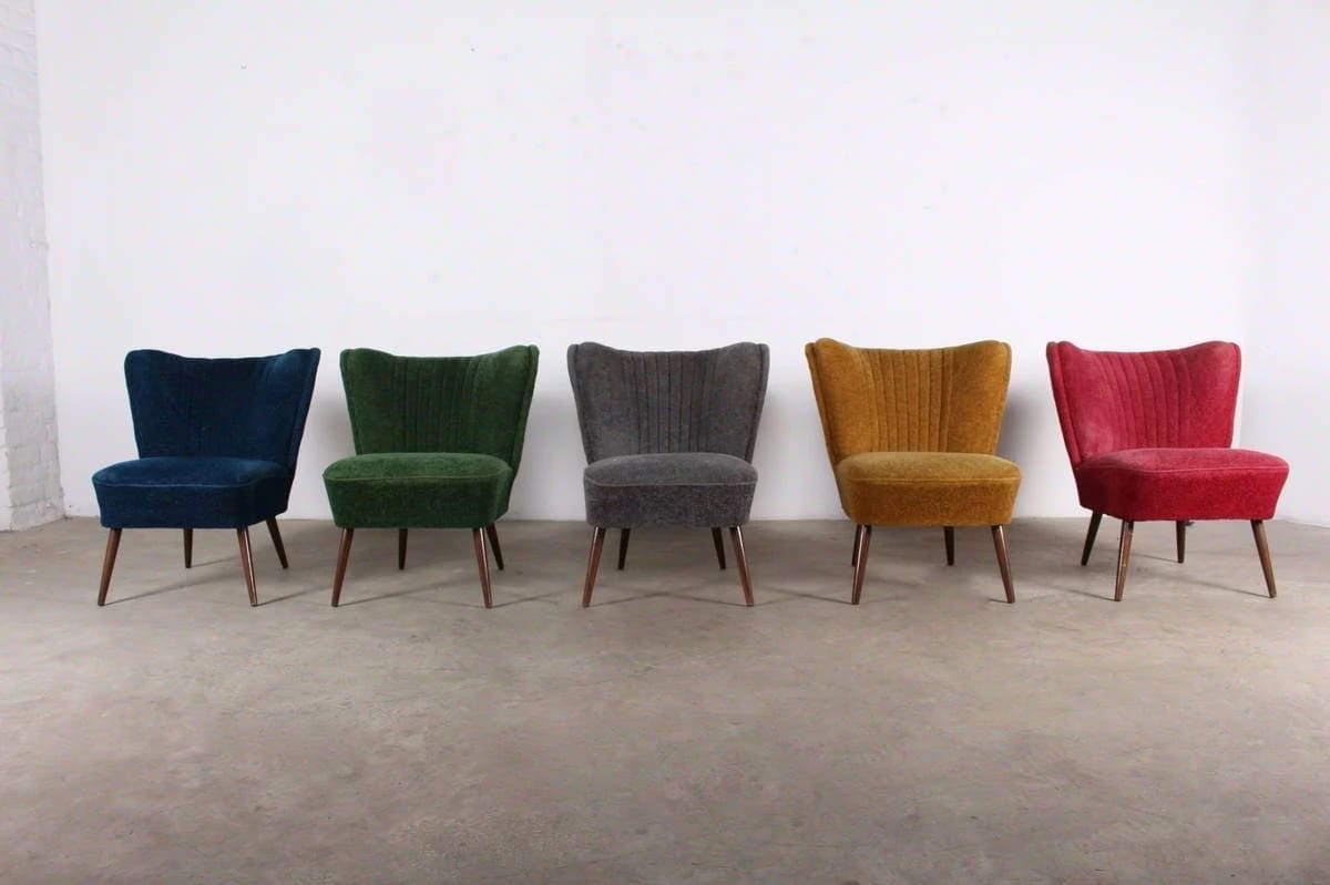 Suite of 5 "cocktail" armchairs - Period upholstery
