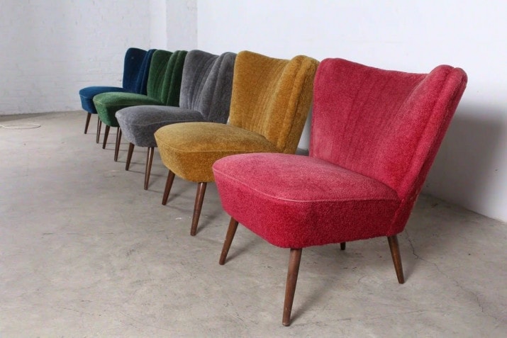 Suite of 5 "cocktail" armchairs - Period upholstery