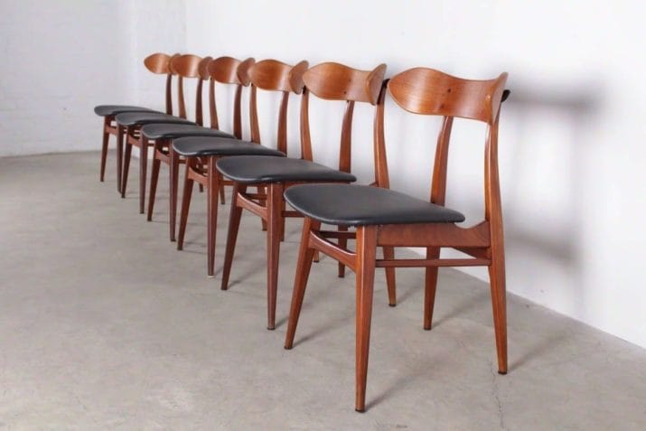 Louis van Teeffelen voor Webe - suite van 6 teakhouten stoelen