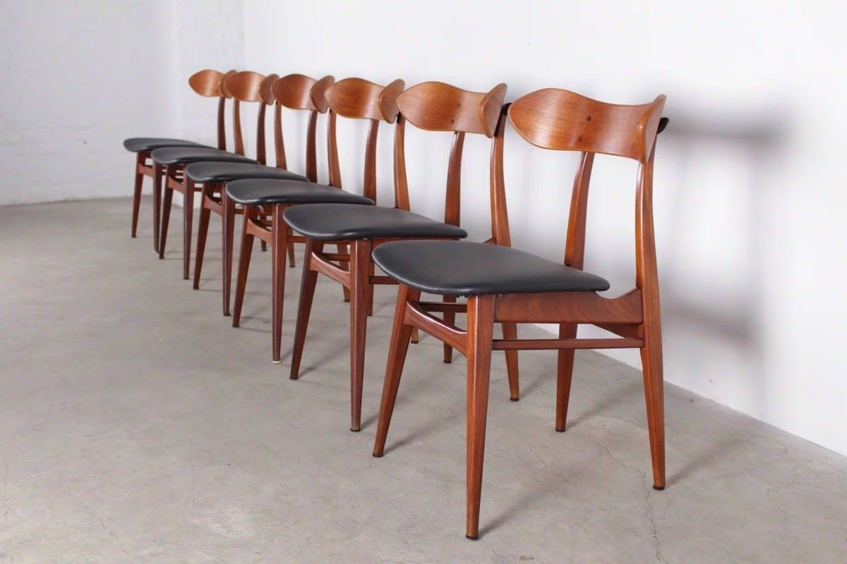 Louis van Teeffelen for Webe - suite of 6 teak chairs