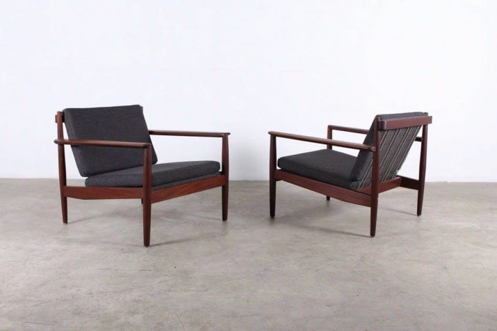 Pair of teak armchairs