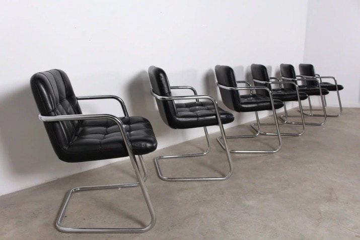 6 leather armchairs " FB 403 STORM - Yves Christin for Airborne