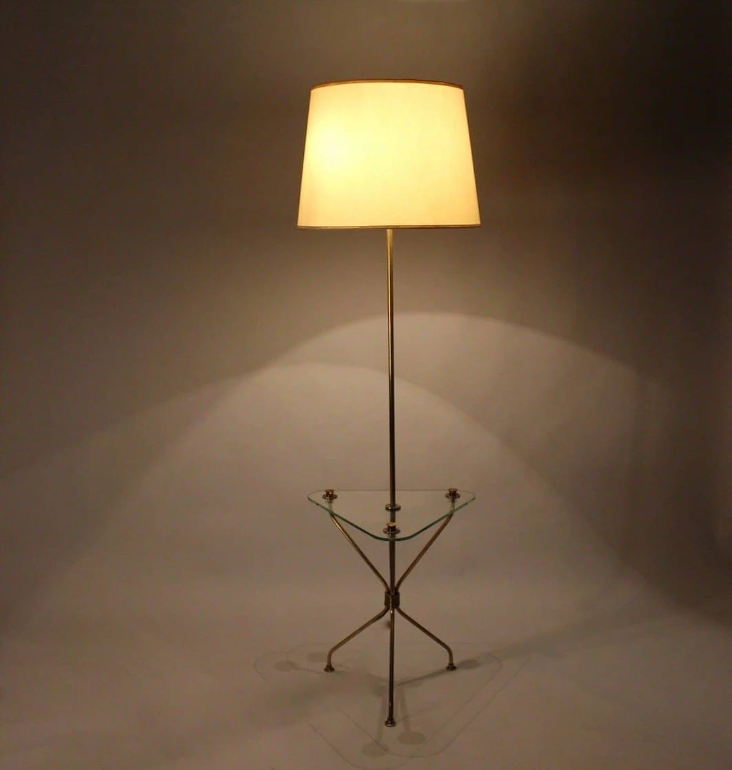 Brass tripod floor lamp