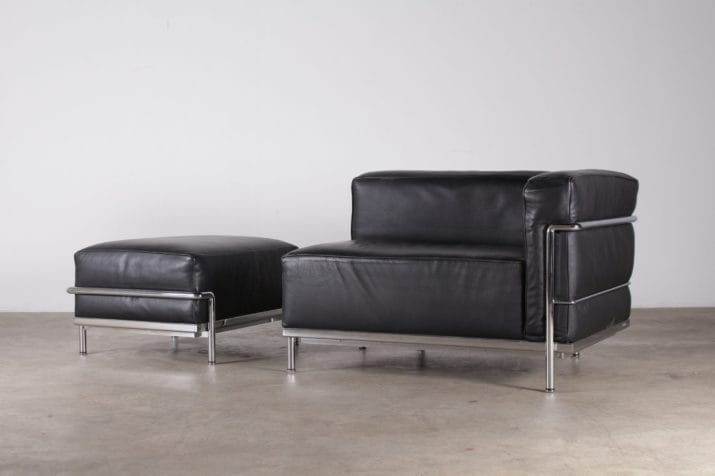 Meridienne and ottoman Le Corbusier / Cassina, "LC2 - LC 3