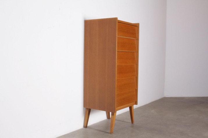 Modernist French column chest of drawers