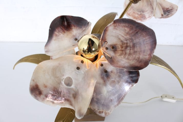 Brass & mother of pearl lamp Willy Daro 1970