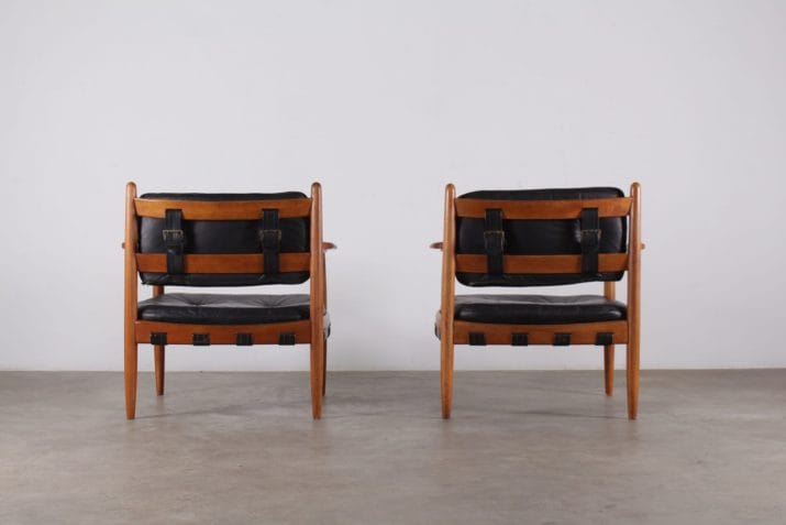 fauteuils cuir vintage scandinave style arne norell danemark 6