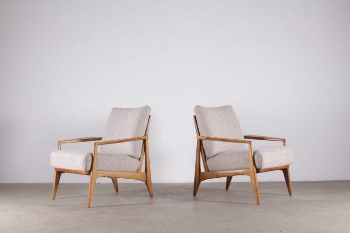 fauteuils scandinaves vintage tissus laine clair 1