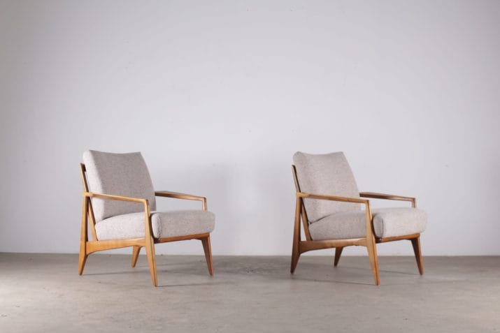 fauteuils scandinaves vintage tissus laine clair 3