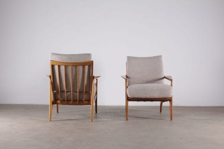 fauteuils scandinaves vintage tissus laine clair 4