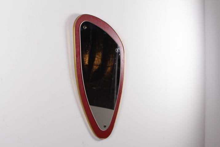 miroir vintage laiton form libre rouge 3