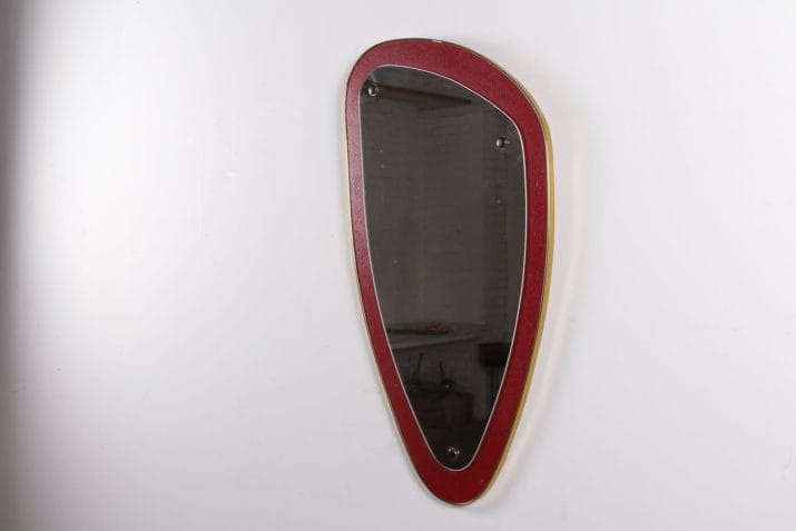Vintage rode spiegel "vrije vorm