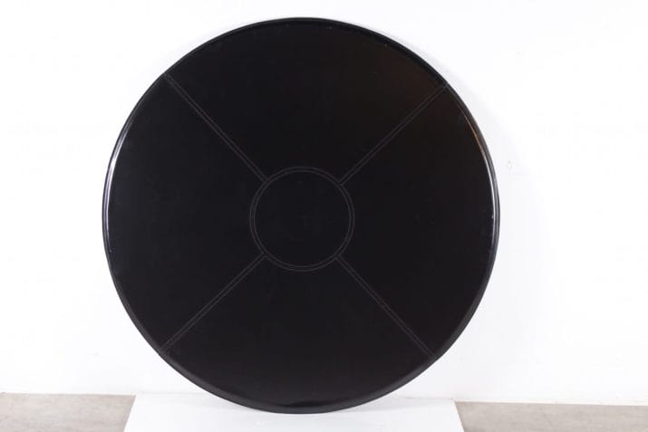 Round table in black leather Tito Agnoli for Mateo Grassi