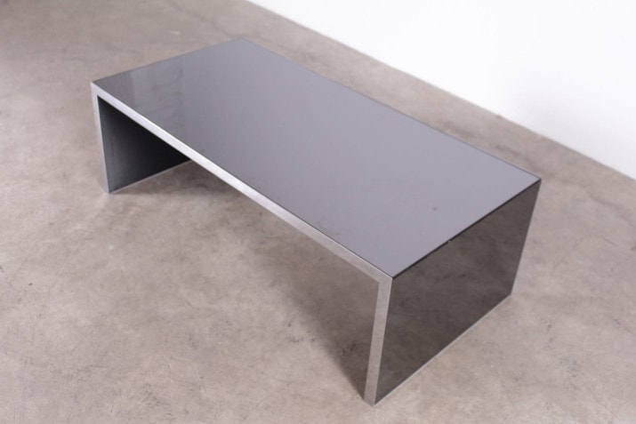 Table basse vintage chrome verre minimaliste 2