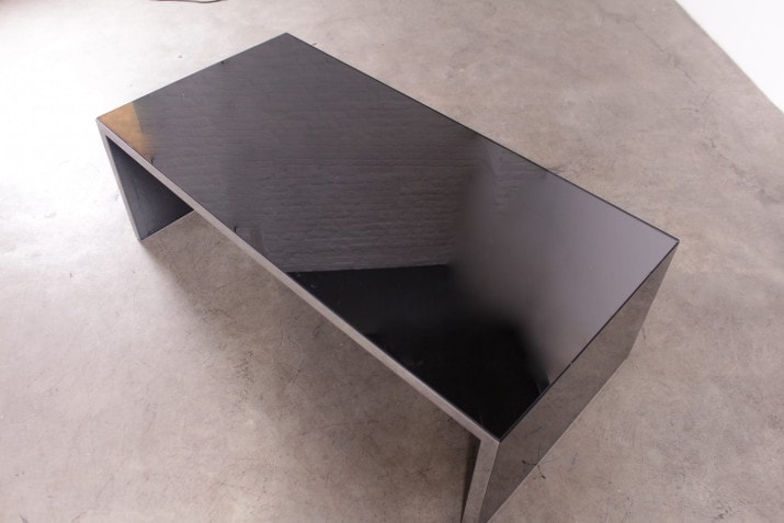 Table basse vintage chrome verre minimaliste 5