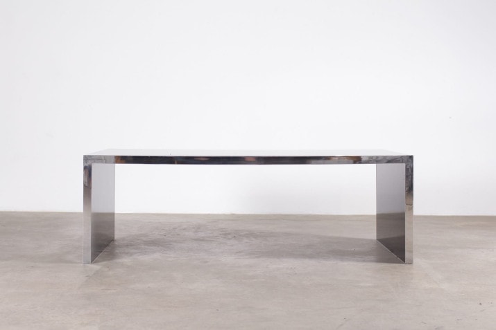 Table basse vintage chrome verre minimaliste 7