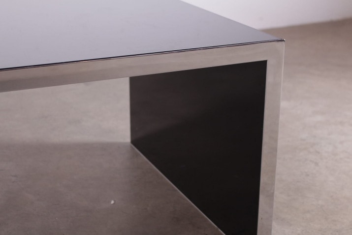 Table basse vintage chrome verre minimaliste 8
