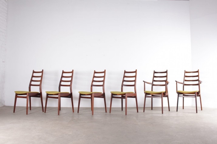 6 chairs in rosewood 1970