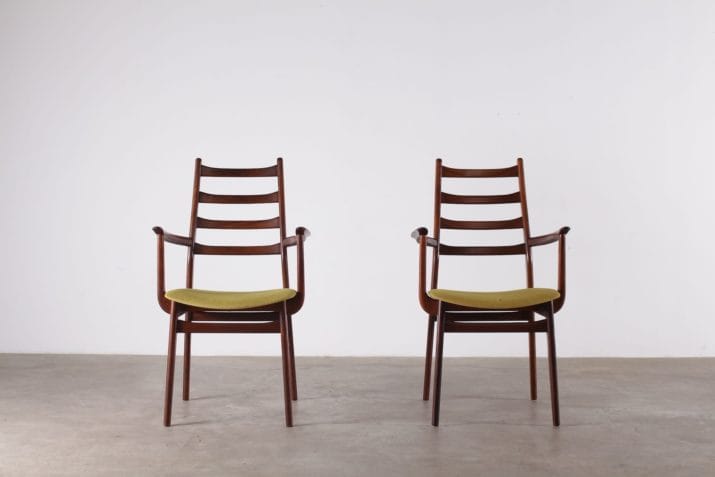 6 rozenhouten stoelen 1970