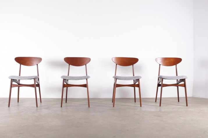 4 Deense teakhouten stoelen