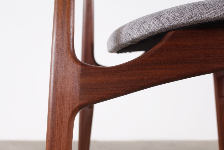 chaises vintage scandinave danemark teck tissus gris 9