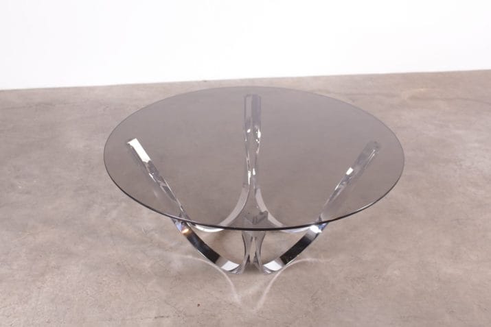 Round chrome coffee table Roger Sprunger style