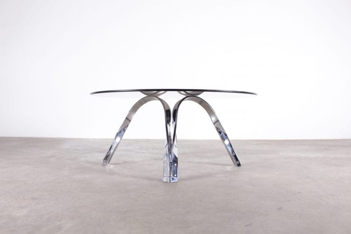 Round chrome coffee table Roger Sprunger style