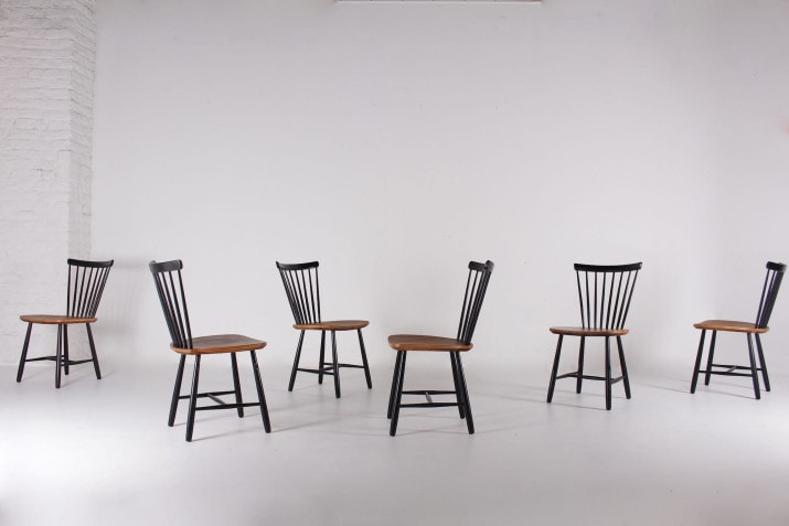 chaises scandinave vintage fanett style tapiovaara bois noir 2