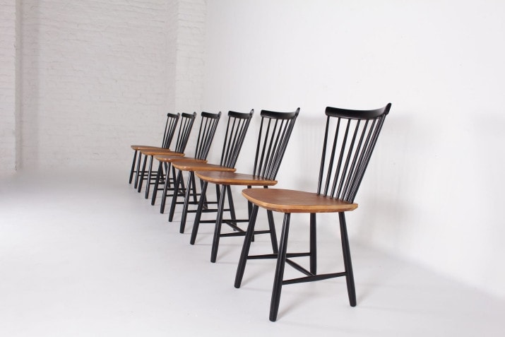 chaises scandinave vintage fanett style tapiovaara bois noir 4