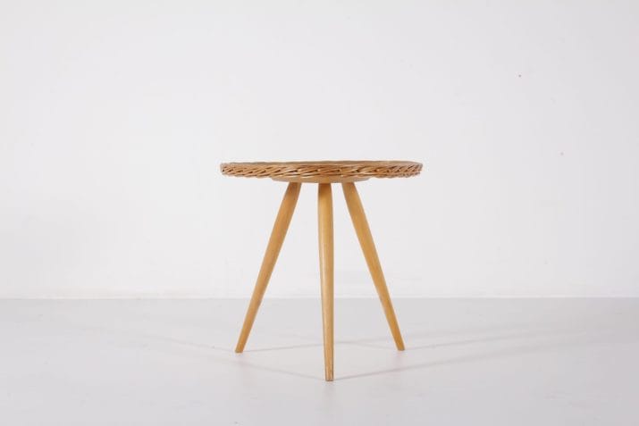 Rattan tripod pedestal table