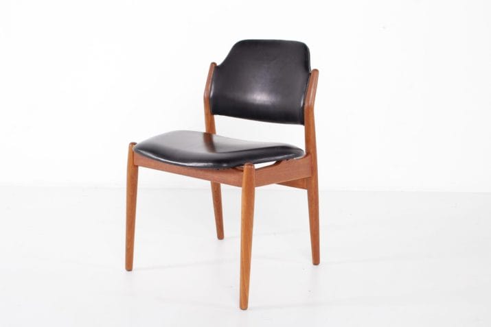 chaises vintage arne vodder teck cuir noir sibast danemark 5