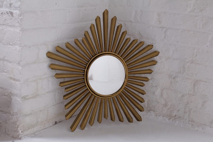 Convex brass sun mirror