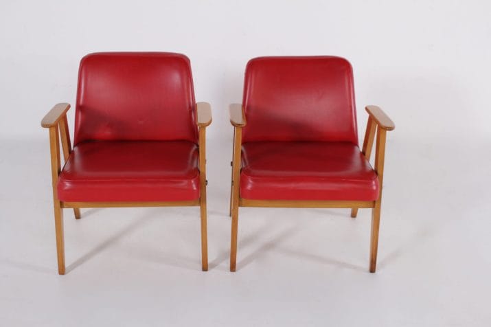 fauteuils compas skai rouge vintage 5