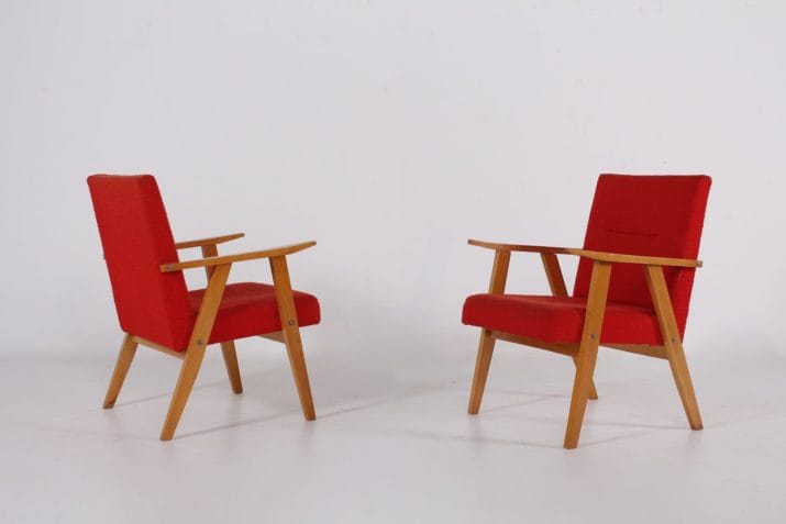 Paar fauteuils met kompaspoten