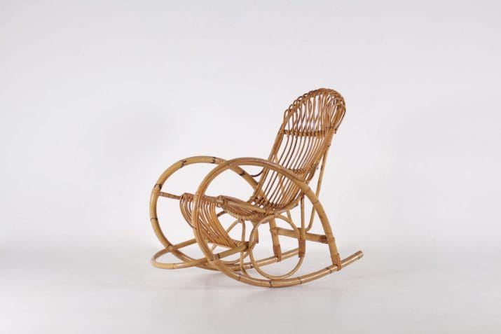 Bamboo rocking chair Franco Albini style