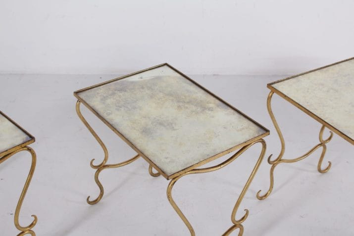 tables basses gigognes métal doré drouet 10