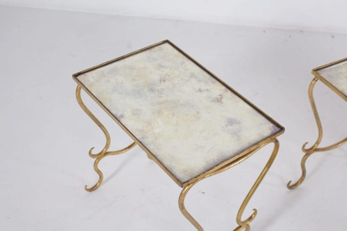 tables basses gigognes métal doré drouet 12