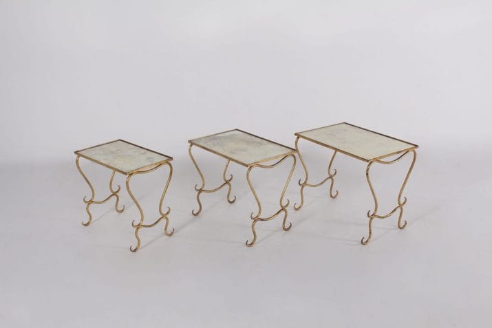 tables basses gigognes métal doré drouet 7
