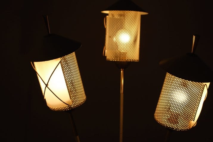 3-lichts vloerlamp uit de jaren 50 en 60