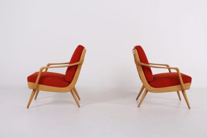 Paar kersenhouten fauteuils 1960