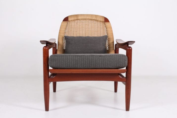 Danish side armchair with rattan back