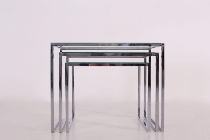 Tables basses gigognes chrome verre 3