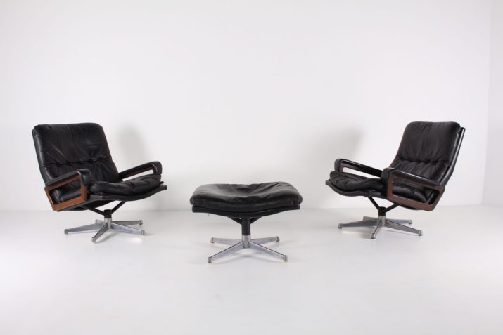 "King chair & its black leather ottoman