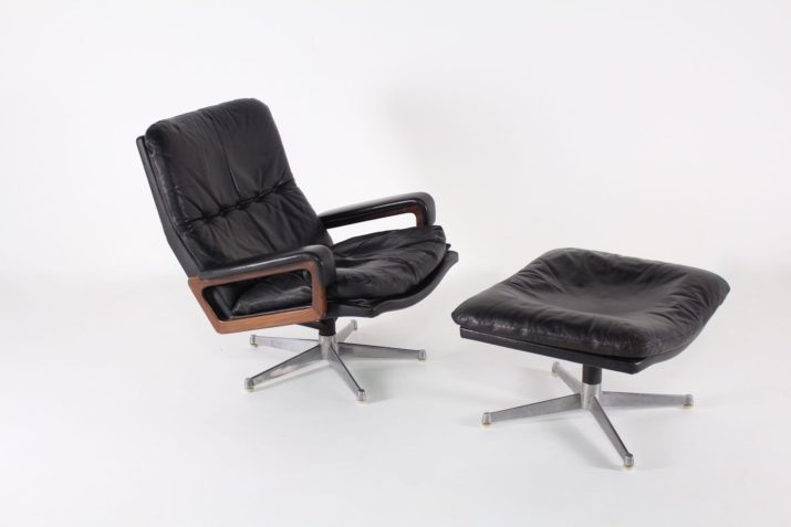 "King chair" & its black leather ottoman