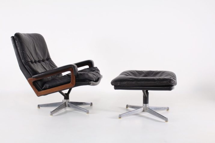 "King chair" & its black leather ottoman