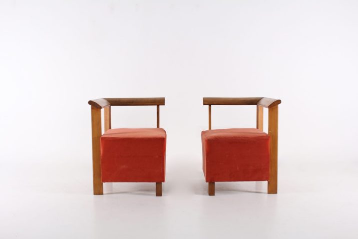 fauteuils coin velours orange corailIMG 9299