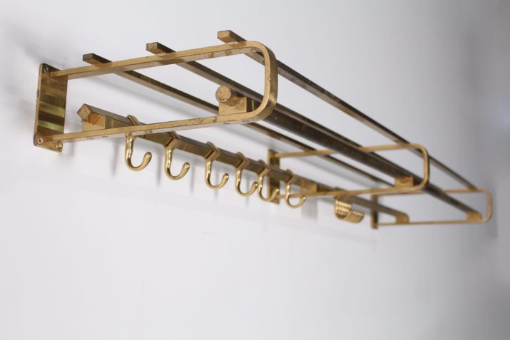 Large art deco brass coat rack
