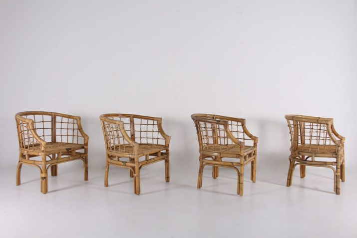 4 bamboe fauteuils 1970