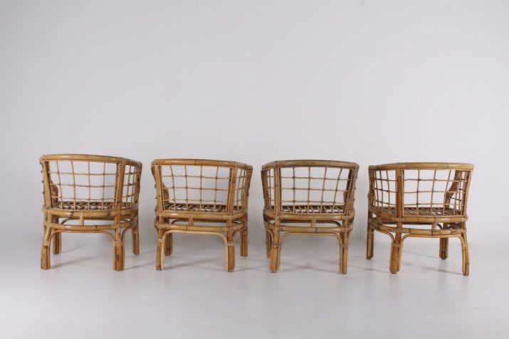 4 bamboe fauteuils 1970